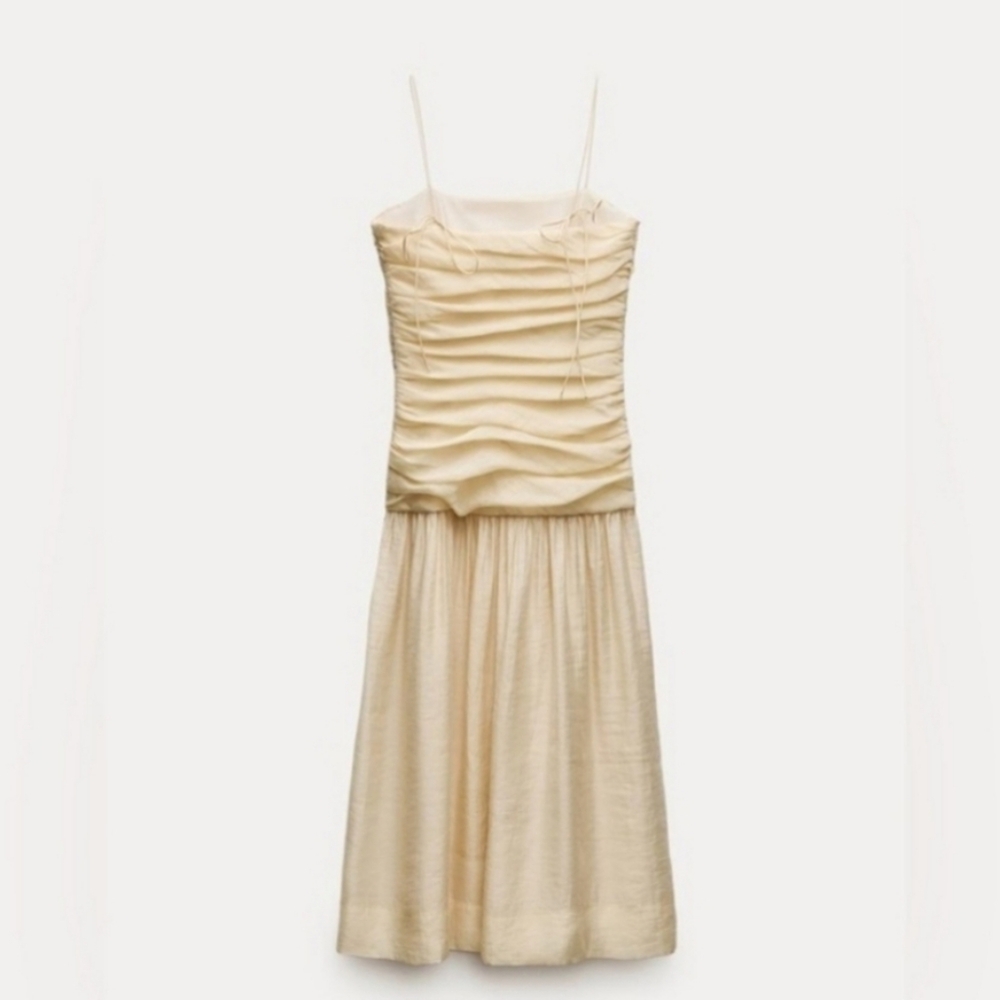 Zara Draped Midi Dress Size S - Picture 14 of 16
